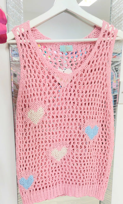 Abbi baby pink hearts knit vest