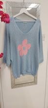 Load image into Gallery viewer, Abbi baby blue shimmer flower knit