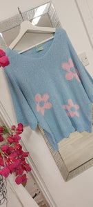 Abbi baby blue flower knit