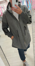 Load image into Gallery viewer, Abbi grey love knit sleeve coat