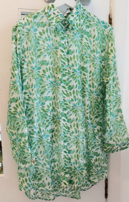 Abbi green print blouse