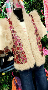 A kiko sequin faux fur gilet