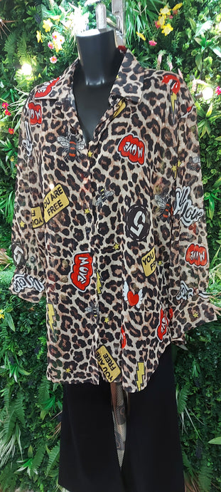 Kiki animal printed chiffon blouse