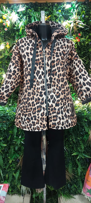 Kiki animal print padded hooded jacket