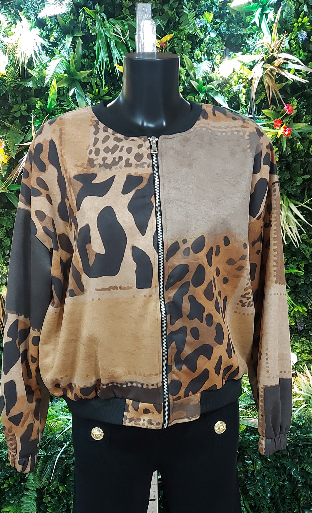 Kiki animal patch bomber jacket