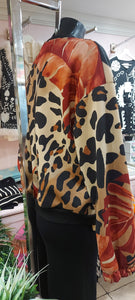 Kiko print suede feel bomber jacket