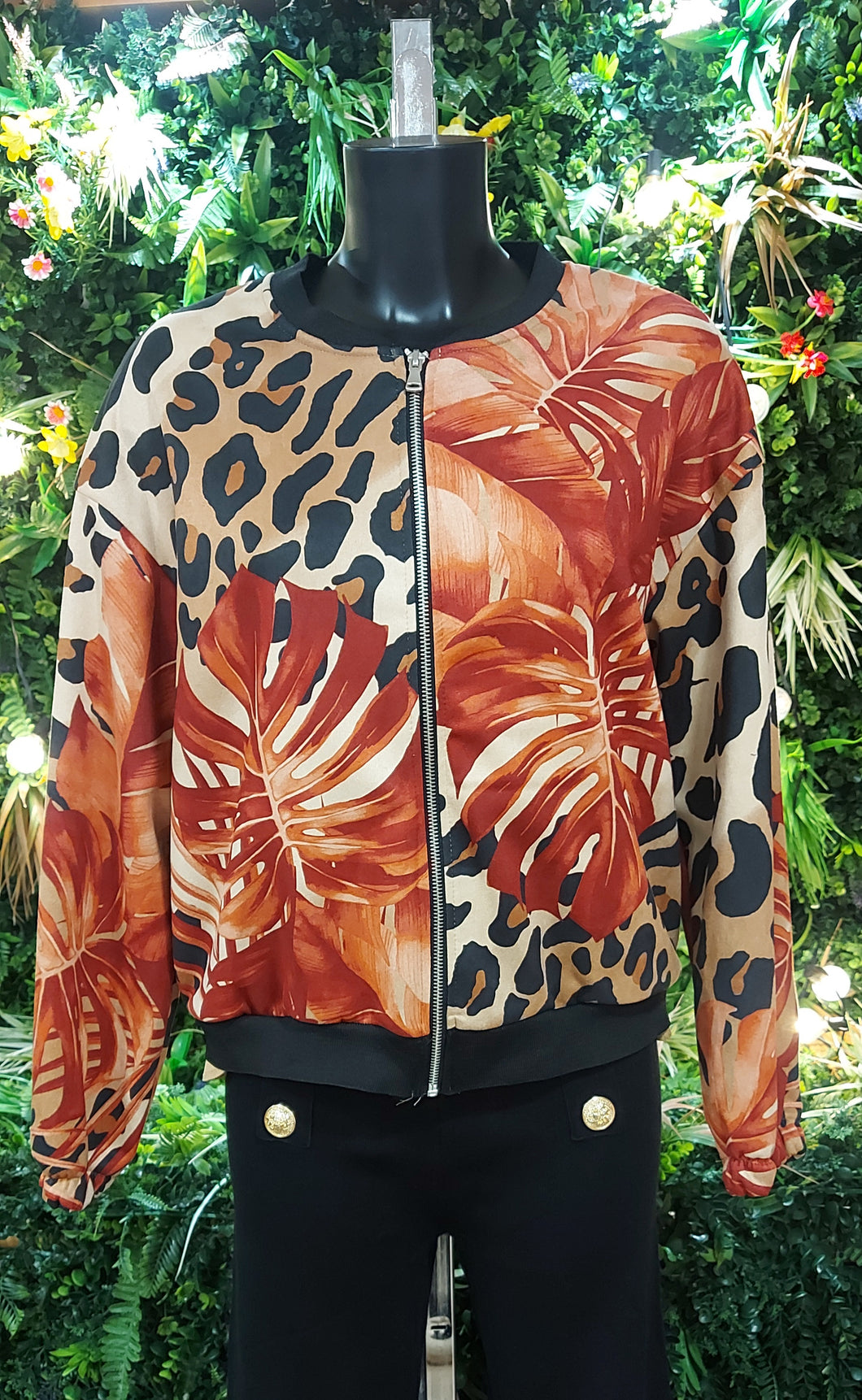 Kiko print suede feel bomber jacket