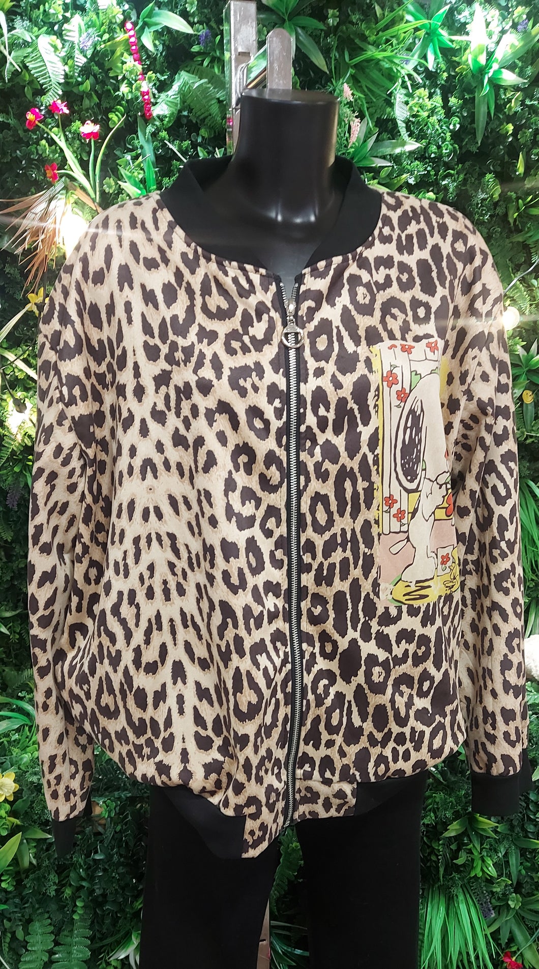 Kiki Snoopy animal suede feel bomber jacekt