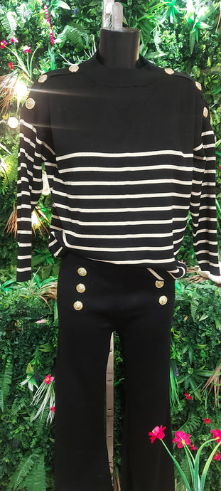 Kiki gold  buttons stripe sweater