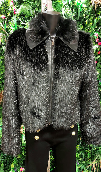 Faux fur funky black jacket