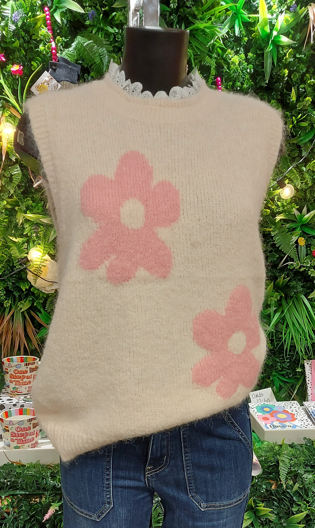 Sale flower vest pink