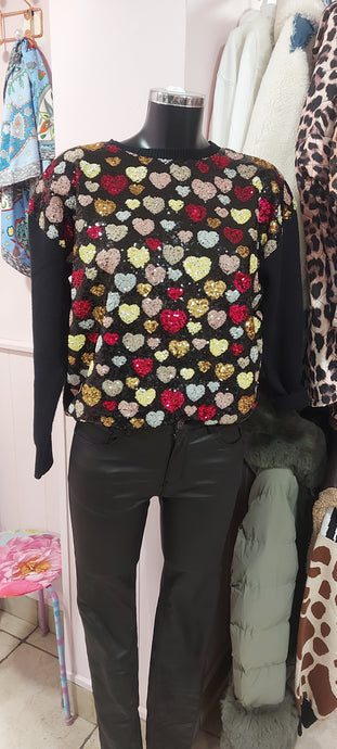 Ally heart sequin sweater