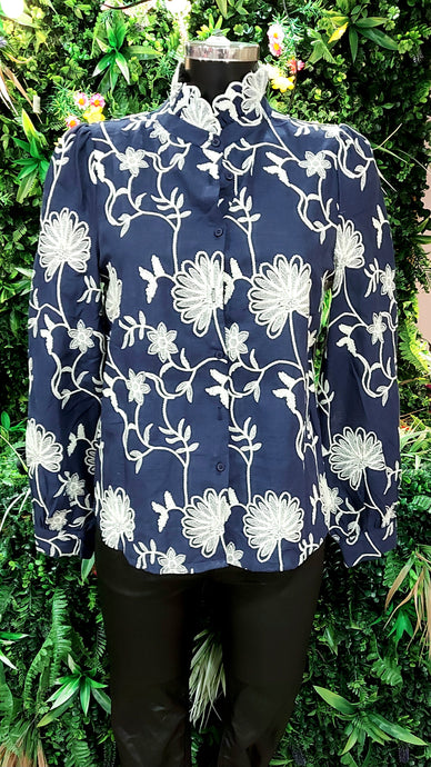 Ally blue embroidered blouse