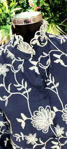 Ally blue embroidered blouse