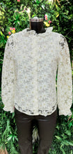 Load image into Gallery viewer, Ally cream lace tiny pearls blouse