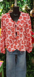 Fifi flowers tie blouse