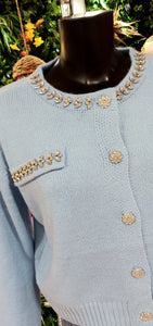 Cici powder blue buttons cardi