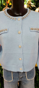 Cici powder blue buttons cardi