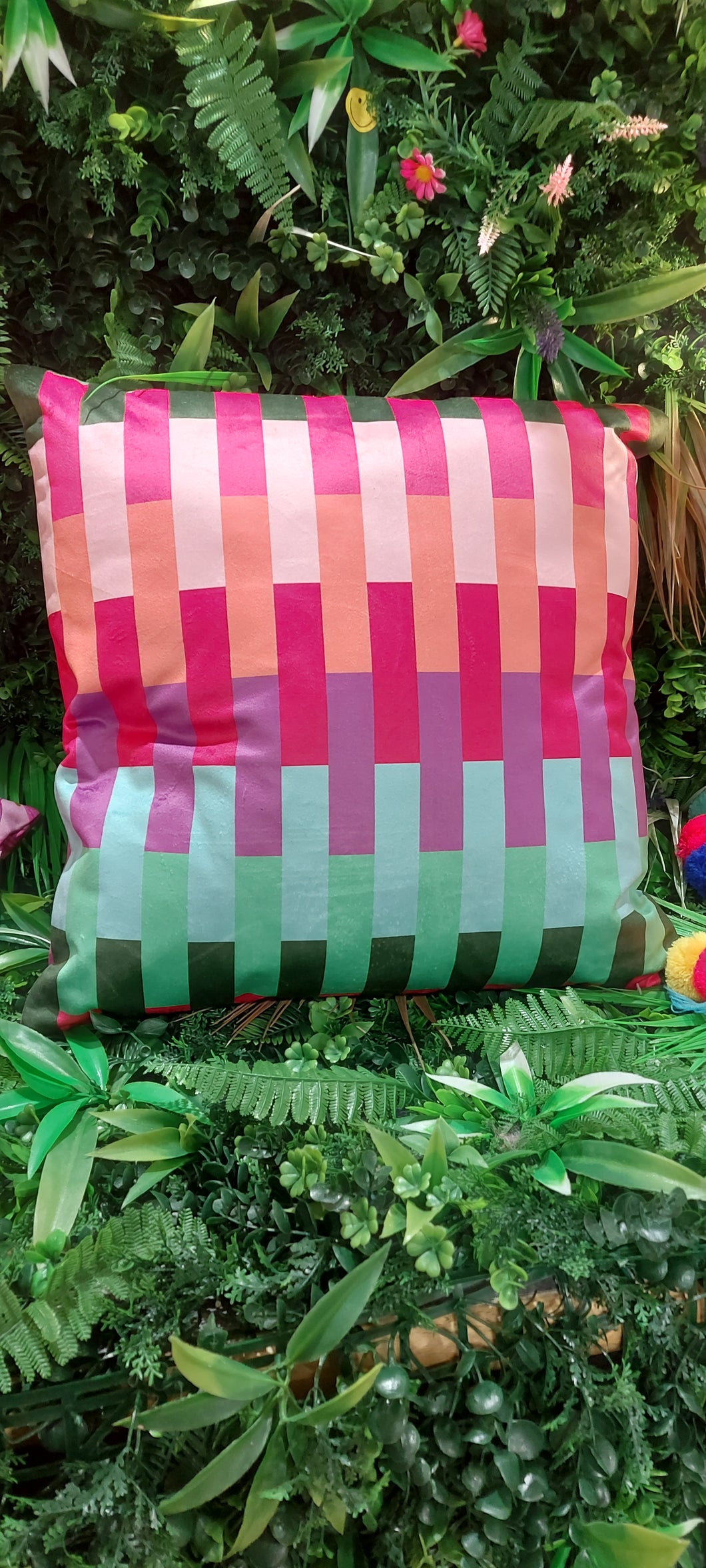 Multi colour rainbow cushion