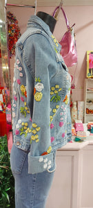 Floral embroidered denim jacket