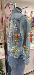 Floral embroidered denim jacket