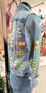 Floral embroidered denim jacket