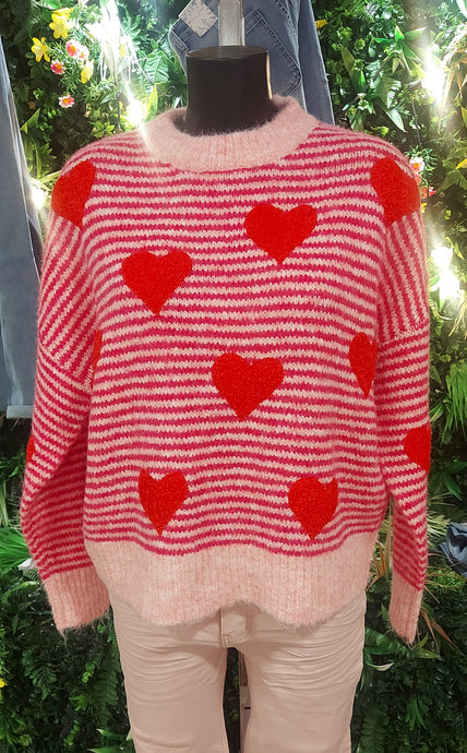 Polly heart knit stripe sweater