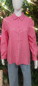 Fifi fushia stripe diamante blouse