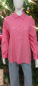 Fifi fushia stripe diamante blouse