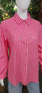 Fifi fushia stripe diamante blouse