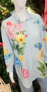 Fifi flowers striped blouse