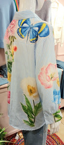 Fifi flowers striped blouse