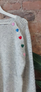 Heidi dive grey hearts sweater