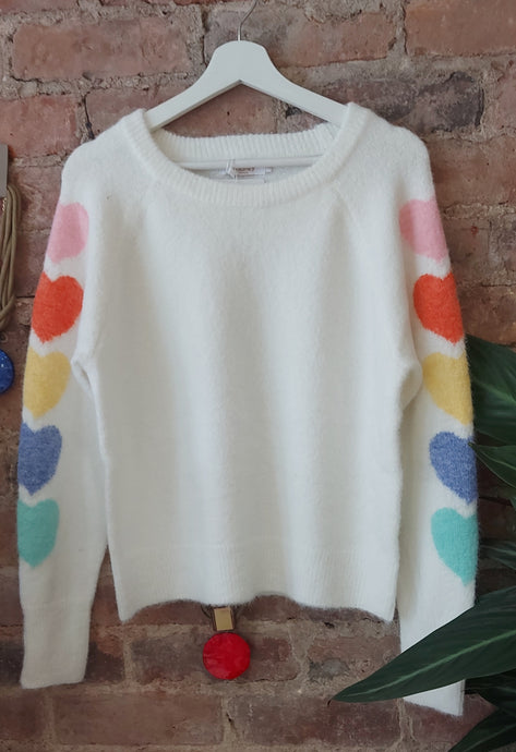 Heidi cream hearts sleeve knot sweater