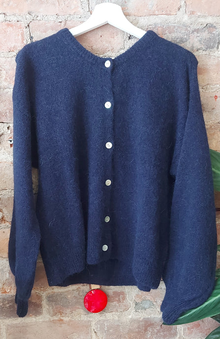 Heidi navy knit round neck cardigan