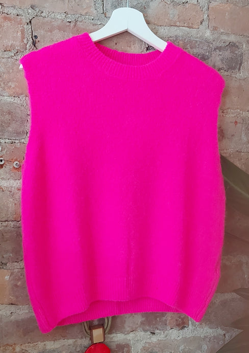 Heidi neon pink knit vest