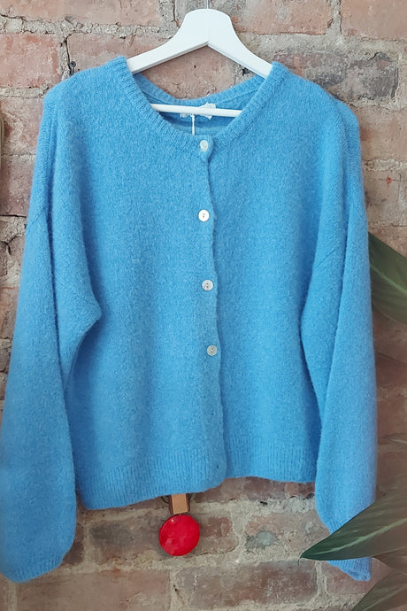 Heidi baby blue round knit cardigan