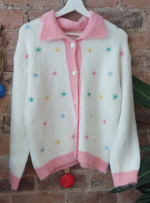Heidi pink knit cardigan