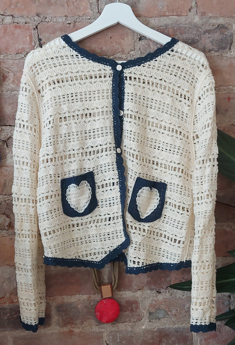 Heidi lace crochet heart cardigan