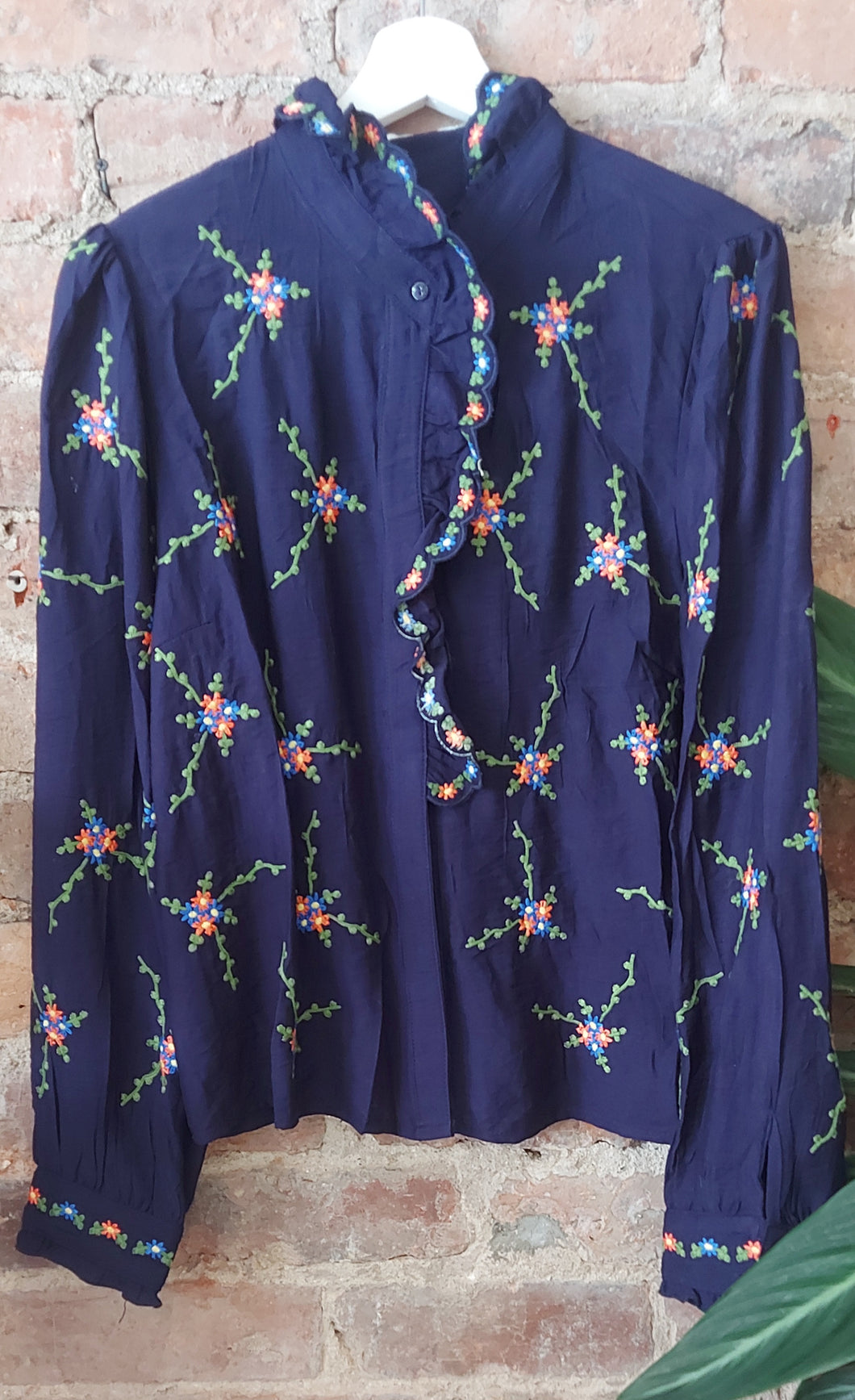Heidi navy embroidered blouse