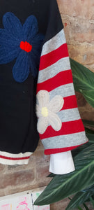 Heidi black flowers knit sweater