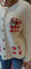 Load image into Gallery viewer, Kiki funky teddy brooch pockets cream cardigan