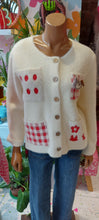 Load image into Gallery viewer, Kiki funky teddy brooch pockets cream cardigan