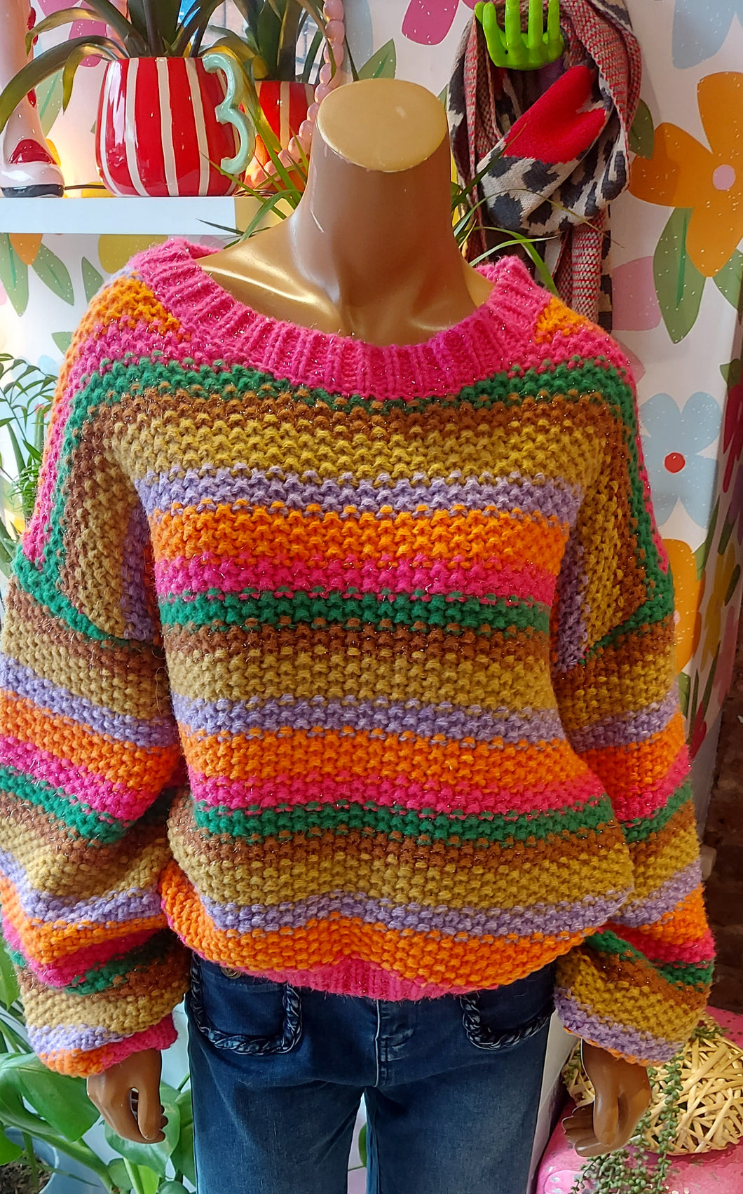 Kiki striepd glitter knit chunky sweater