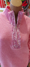 Load image into Gallery viewer, Kiki baby pink sequin knit zip sweater