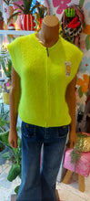 Load image into Gallery viewer, Kiki neon knit smiley face zip vest
