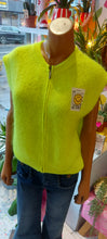 Load image into Gallery viewer, Kiki neon knit smiley face zip vest