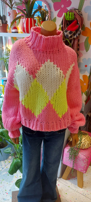 Kiki argyle chunky knit sweater