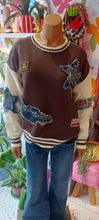 Load image into Gallery viewer, Demi denim patch funky knit sweater