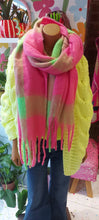Load image into Gallery viewer, Cosy checked neon scarf
